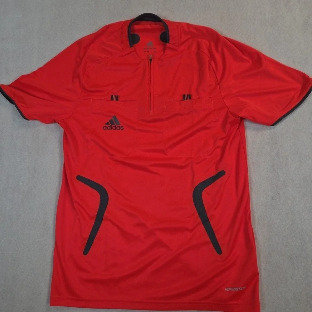 2009  adidas Formotion Referee Jersey Orange Pockets 1/4 Zip Size Small Soccer